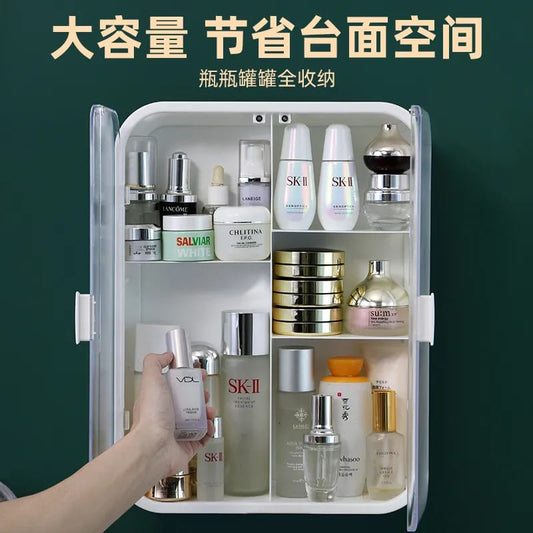 Wall-Mounted,Cosmetic Perfume Skin Care Product Organizer Waterproof Dustproof,White