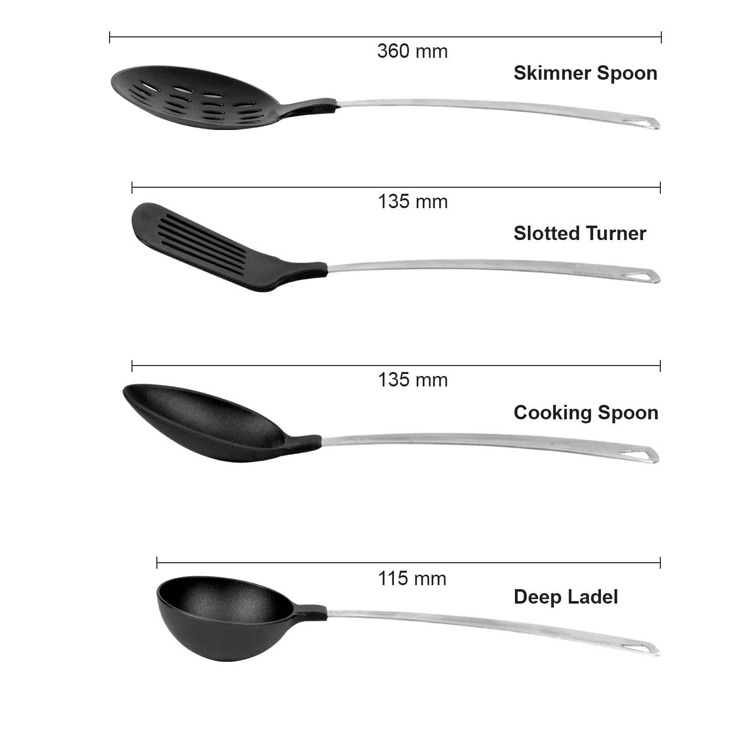 4 Nylon Utensils Ladle Turner Spoon Stainless Steel AurDekhao.pk