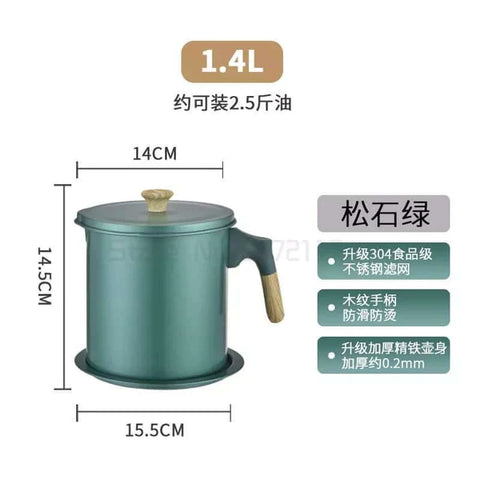 Filter Oil Pot With Wooden Handle