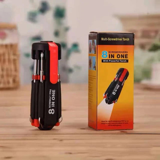 8 in 1 Multifunctional Screwdriver with 6 LED Torch