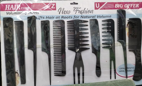 Pack of 10 Hair Styling Comb Set
