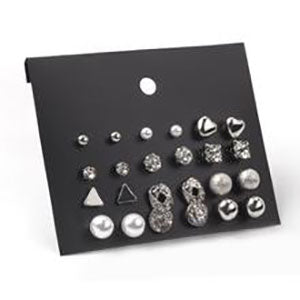 Earring Set with 12 Pairs of Pearls