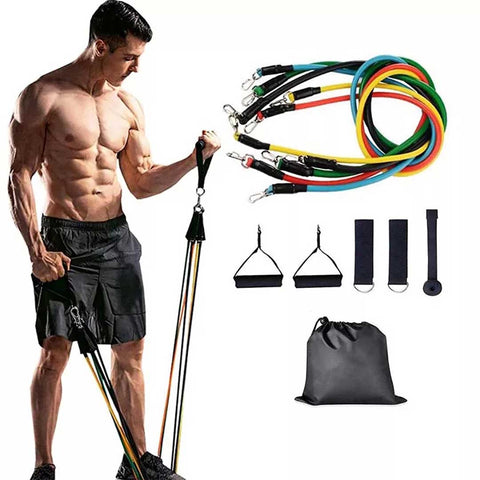 Elastic Pull Rope Exercise with 11pcs Fitness Resistance Bands