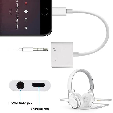 2in1 Dual Ports Splitter Adapter For IPhone, Headphone Jack (IPHONE & TYPE C)