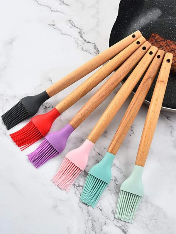 Wooden Handle Pastry Brushes, Spread Oil Butter Sauce Marinades For Bbq Grill Barbeque