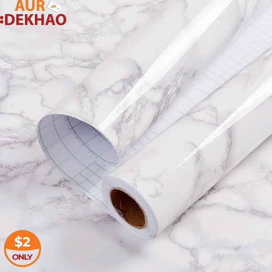 60x200cm White Marble Sticker White Wall Paper Waterproof Heat Resistant Self Adhesive Anti Oil Wallpaper Marble Sheet