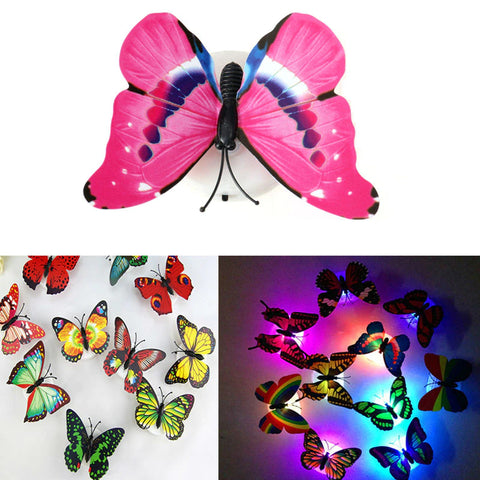 4pcs Lovely Butterfly LED Night Light Color Changing Light Lamp Beautiful Home Decorative Wall Nightlights
