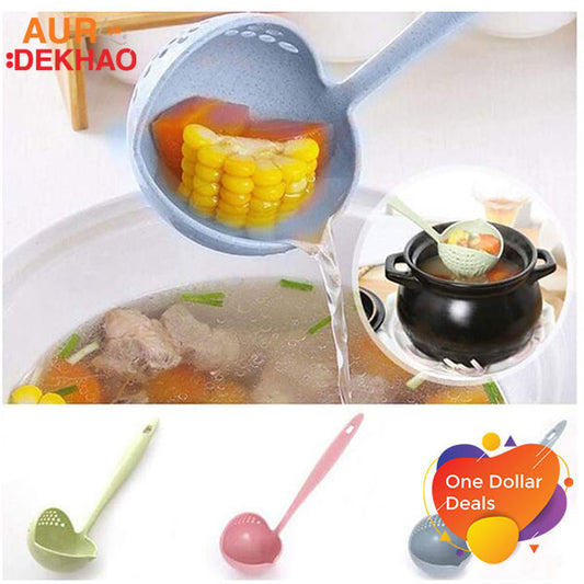 Cooking Shovels 2 in 1 Long Handle Soup Spoon With Strainer
