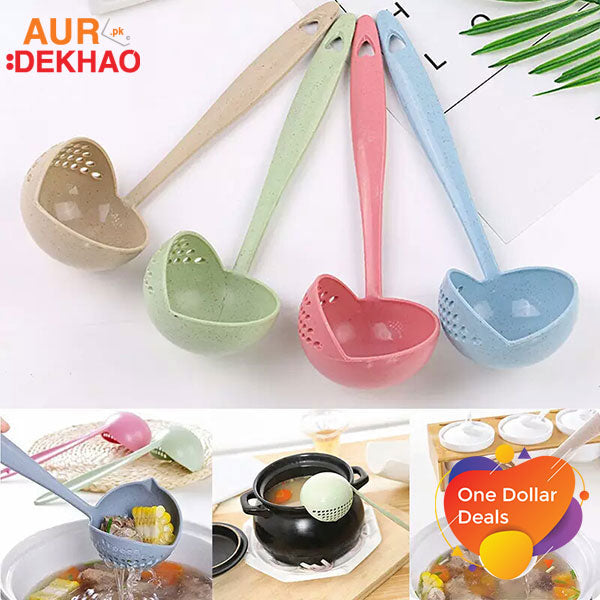 Cooking Shovels 2 in 1 Long Handle Soup Spoon With Strainer
