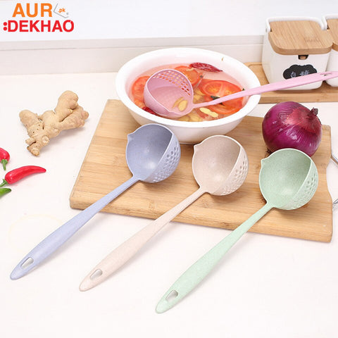 2 In 1 Long Handle Soup Spoon with Strainer Cooking Shovels AurDekhao.pk