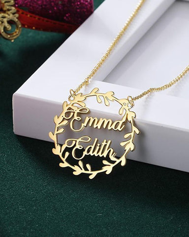 Customize Floral Branch Closed Name Pendant | Make Your Own Design