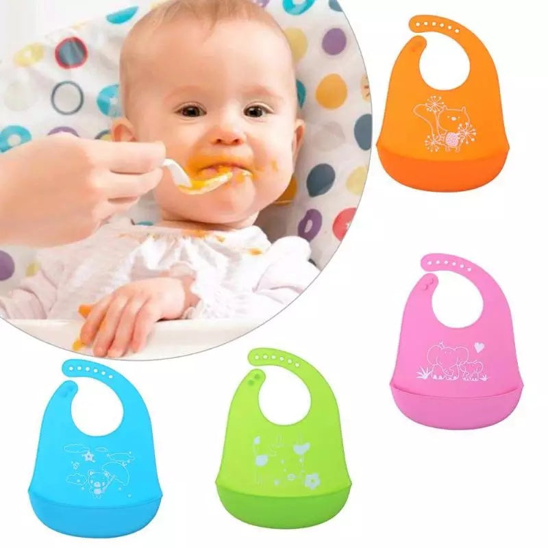 Waterproof Newborn Baby Silicon Bib Burp Cloths Cartoon Infant Feeding Apron Toddler Saliva Towel Eating Feeding Stuff Smock