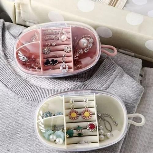Mini Travel Portable Home Jewelry Earrings Rings Necklace Small Storage Box Case Organizer