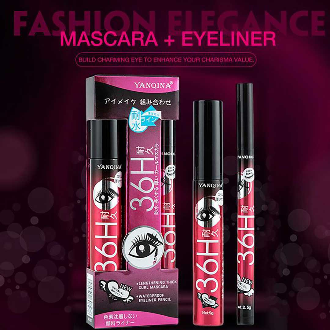 Discounted 36H Long Lasting Black Mascara & Eye Liner Pack