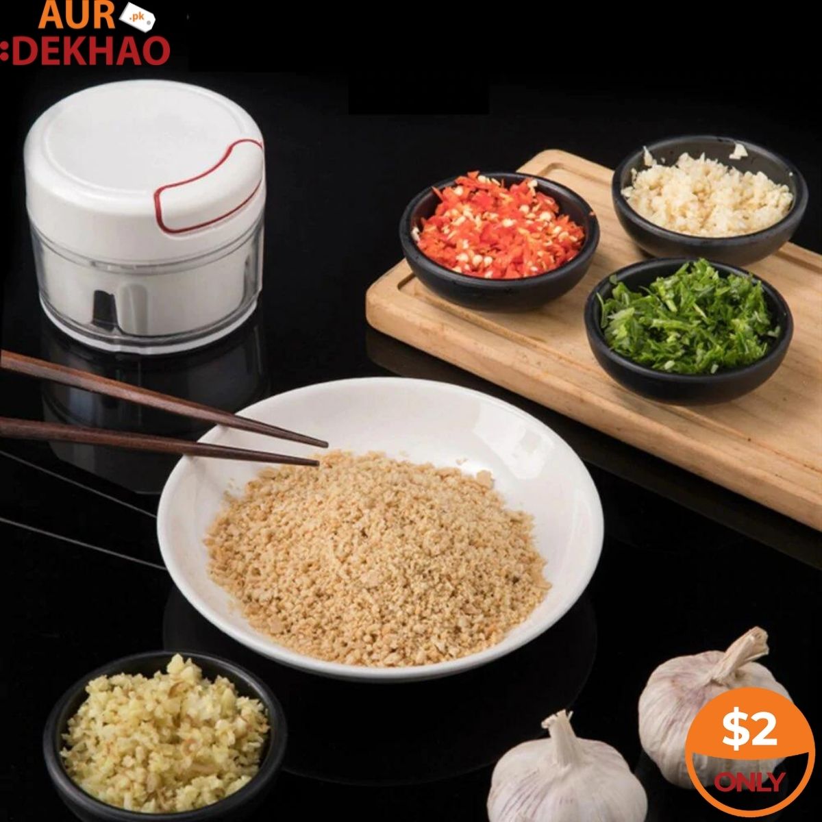 Multi-functional High Quality Mini Food Chopper - 170 ml - Manual Meat Grinder & Mini Vegetable Garlic Cutter - Kitchen Tools