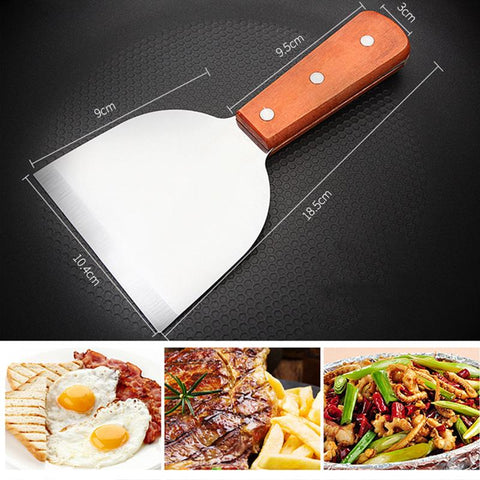 Cooking Spatula BBQ Stainless Steel Wooden Handle Cooking Spatula Baking Pizza Pancake Triangle Flat Spatula kitchen Accessories
