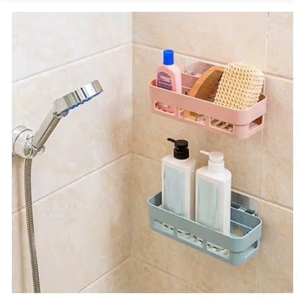 Plastic Kitchen Storage Rack Self Adhesive Wall Storage Organizer Toilet