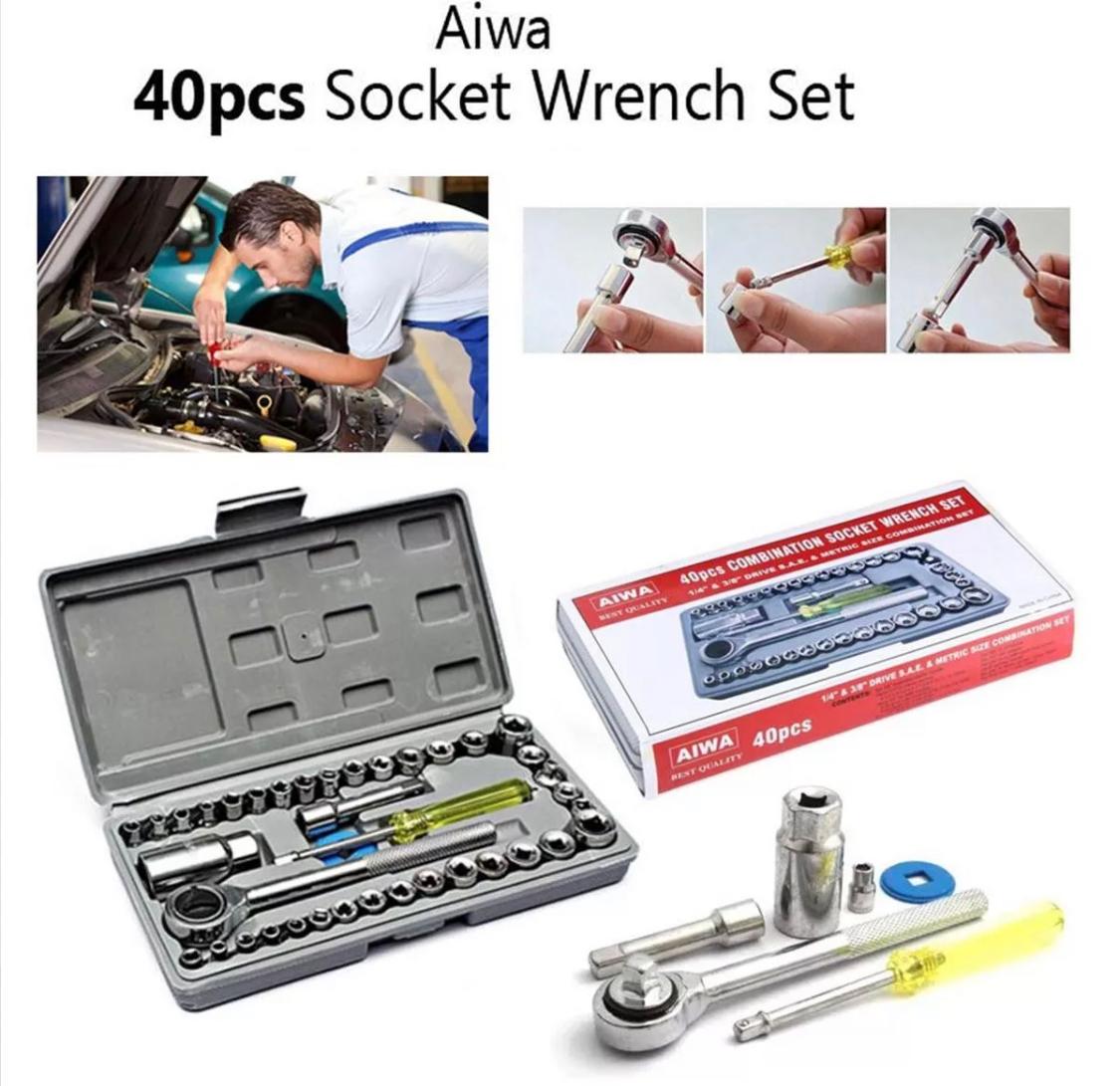 40 Pcs Socket Wrench Set Aiwa Tool Kit AurDekhao.pk
