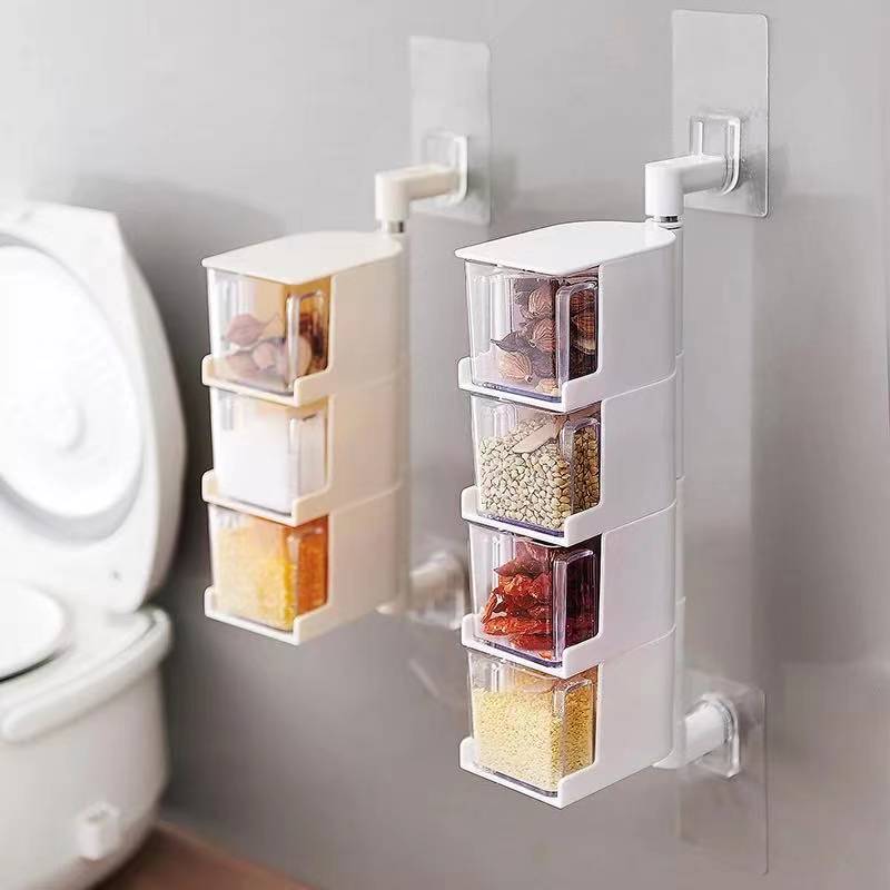 Kitchen Spice Rack with 3 Layers of Acrylic Rotatable