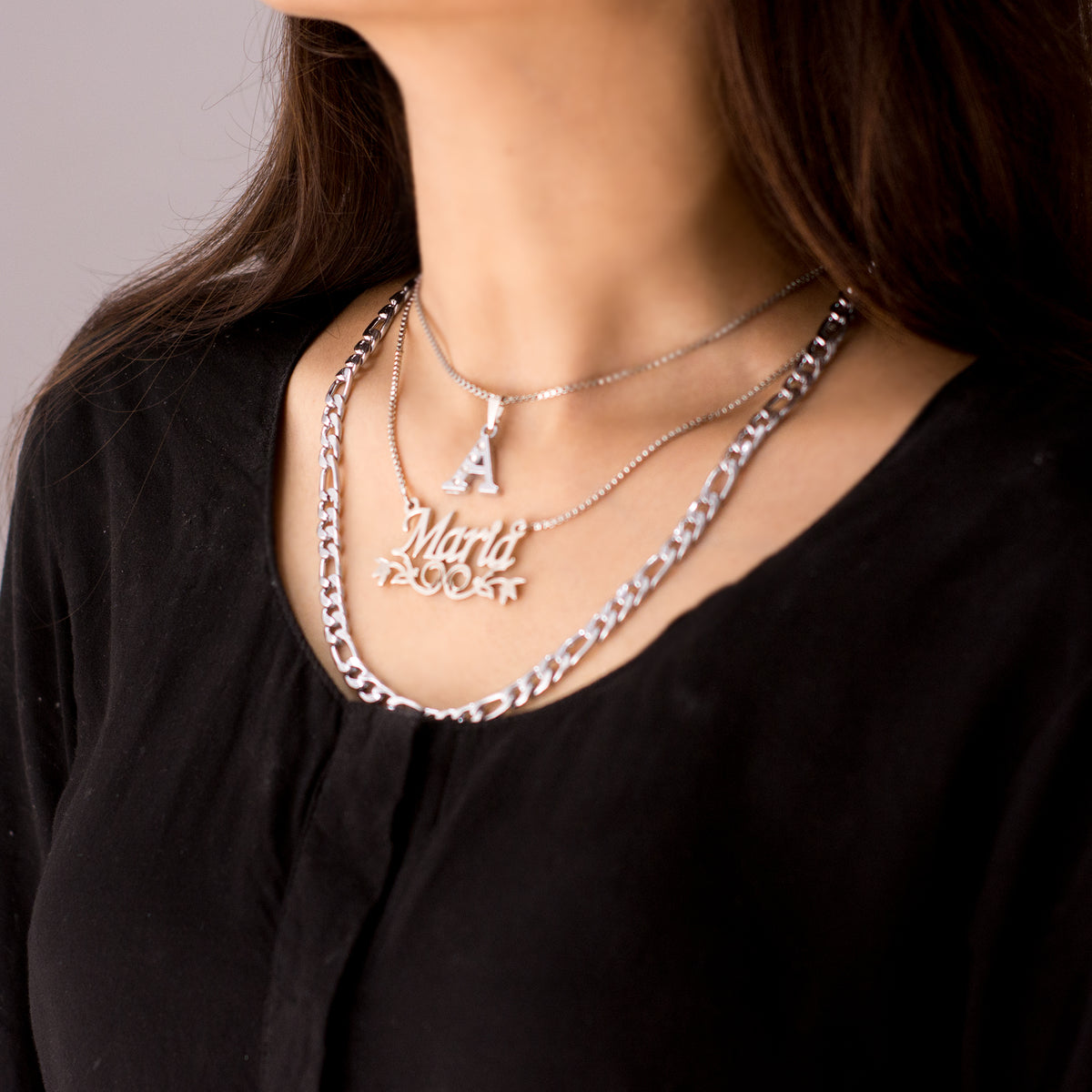 A triple Chain Silver Necklace AurDekhao.pk