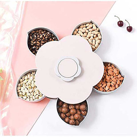 Flower Rotating Candy Box - Snack Serving Tray with Dried Fruit