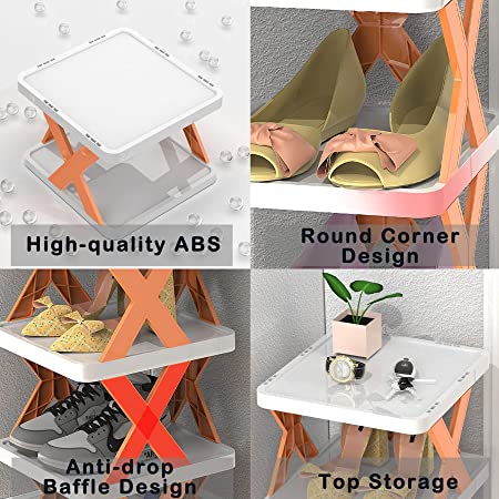 Shoe Rack, Vertical Narrow Shoe Shelf Plastic Free Splicing Shoe Organizers for Home