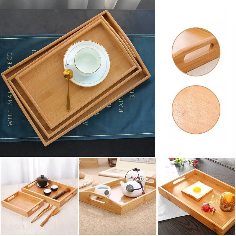Bamboo Wooden Multipurpose Tray Set 3 Pcs