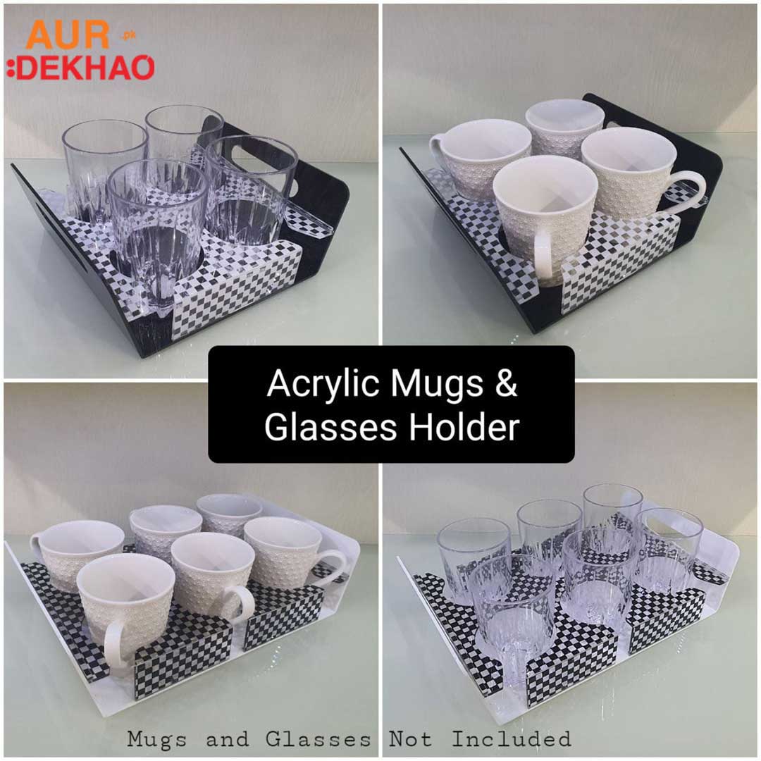 Acryluc mugs and glasses serving tray AurDekhao.pk