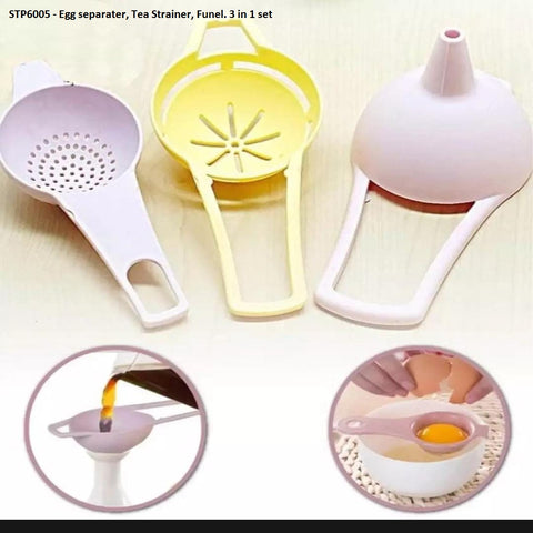 Home Practical 3'Lü Funnel Strainer Egg White Separator Set