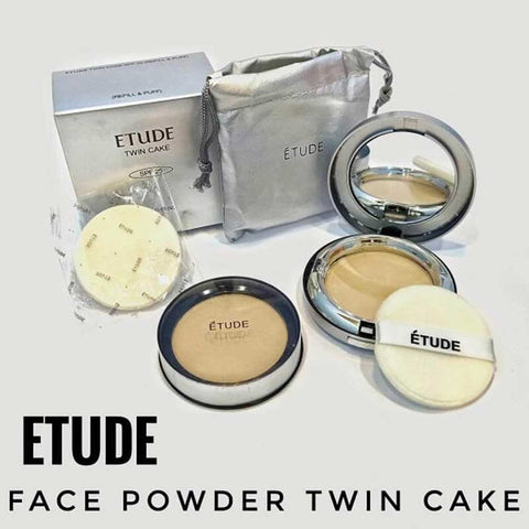 Twin cake face Powder Foundation Base With Refill - Etude