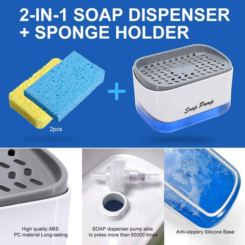 2-in-1 Sponge Rack Soap Dispenser AurDekhao.pk