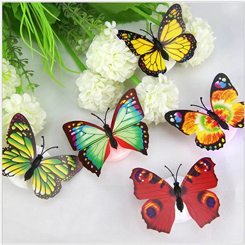 4pcs Lovely Butterfly LED Night Light Color Changing Light Lamp Beautiful Home Decorative Wall Nightlights