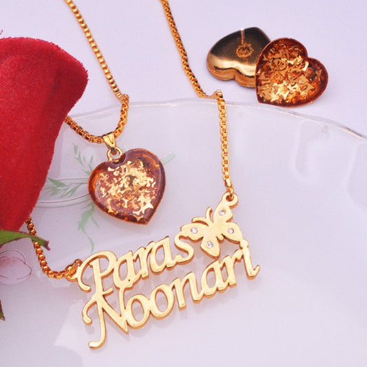 Name Necklace with Charm & Earrings