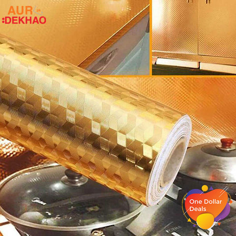Golden Oil-Resistant Aluminum Foil Roll for the Kitchen (Small Rolls Size 30cm X 100cm)