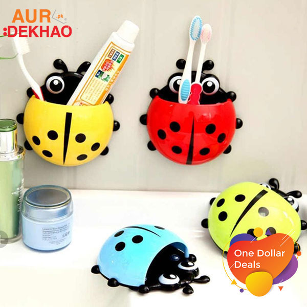 Toothbrush holder in the shape of a ladybug