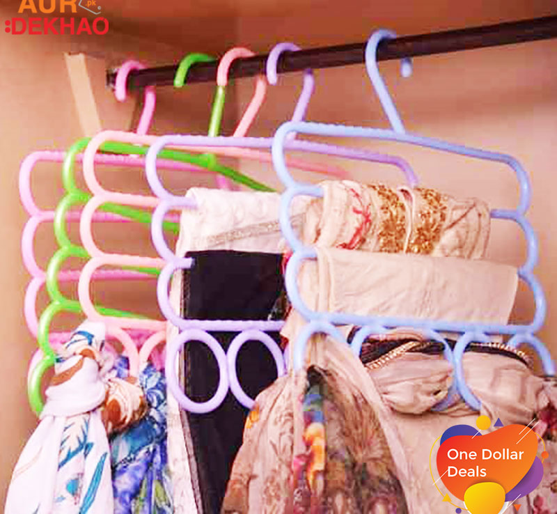 Trousers Hanger with 3 Layers Pants Hanger and 5 Hole Scarf Hanger