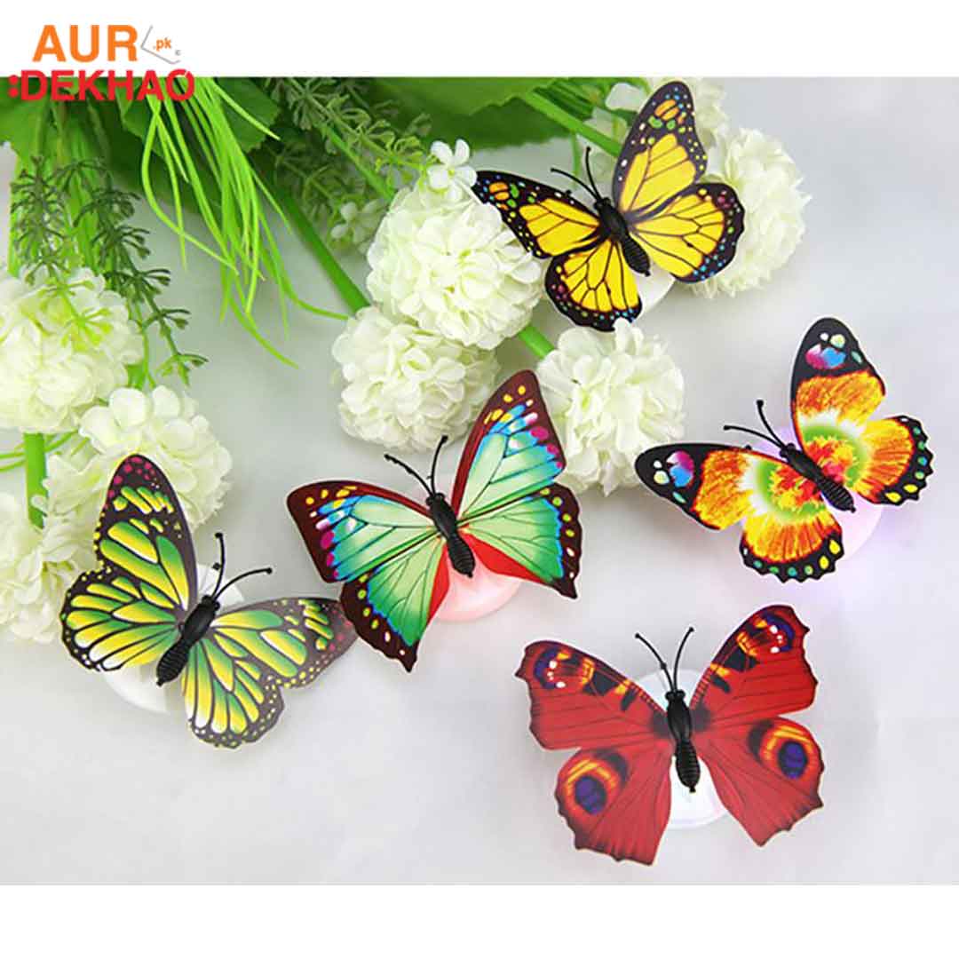 PACK OF 10 COLORFUL BUTTERFLY LED NIGHT LIGHT WALL NIGHT LIGHTS