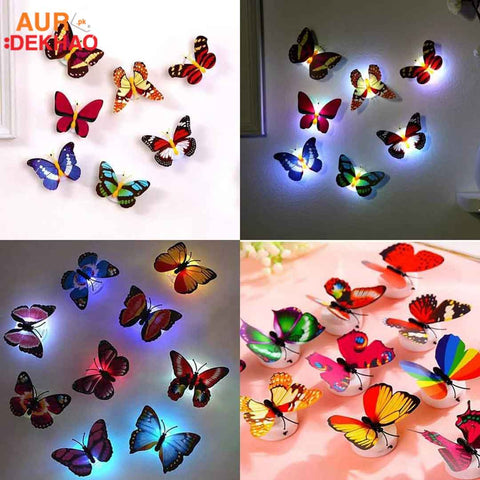 PACK OF 10 COLORFUL BUTTERFLY LED NIGHT LIGHT WALL NIGHT LIGHTS