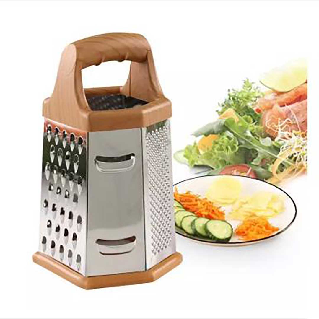 Professional Stainless Steel Box Grater with 6 Sides, Excellent for Parmesan Cheese, Vegetables, and Ginger