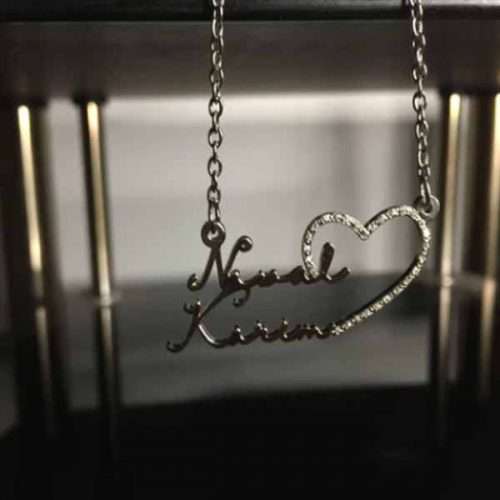 Double Name Necklace with Heart