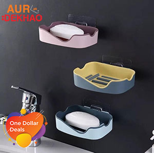 Bathroom Wall Hanging Soap Box with Self-Adhesive Double Layer Soap Holder
