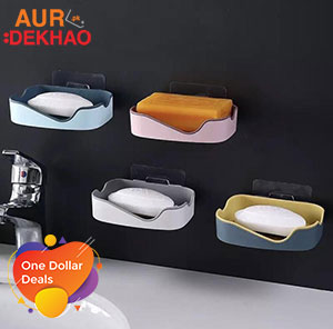 Bathroom Wall Hanging Soap Box with Self-Adhesive Double Layer Soap Holder