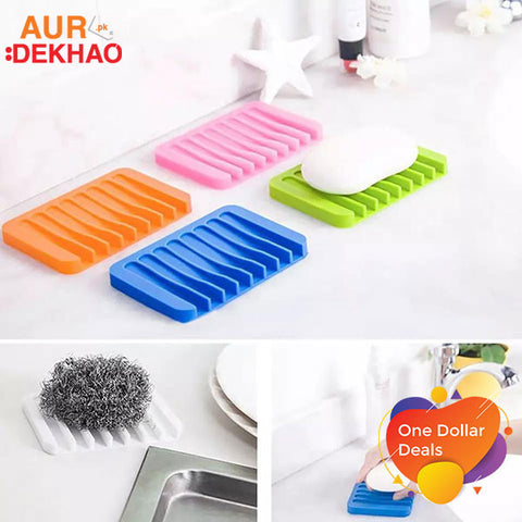 Dish Soap Holder Tray with Silicone Drying Mat