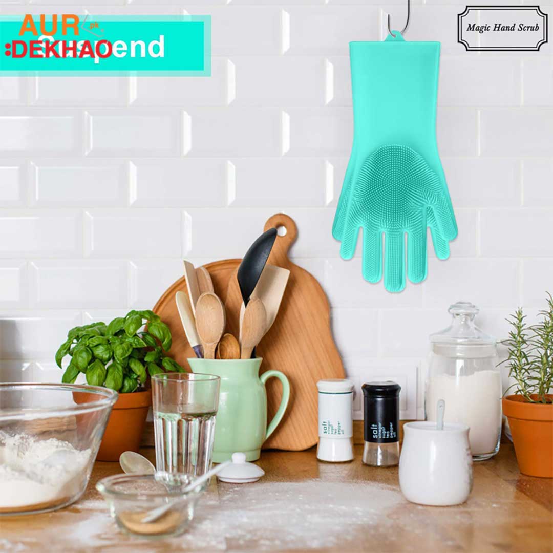 Wash Scrubber Silicone Magic Cleaning Gloves (Pair)