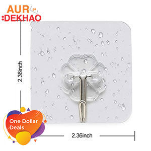 Flower Hook with Transparent Strong Adhesive (Pack Of 6)