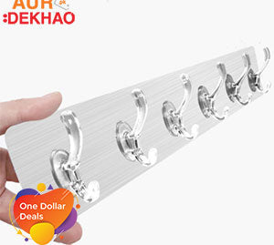 Row of Transparent Wall Adhesive Hooks