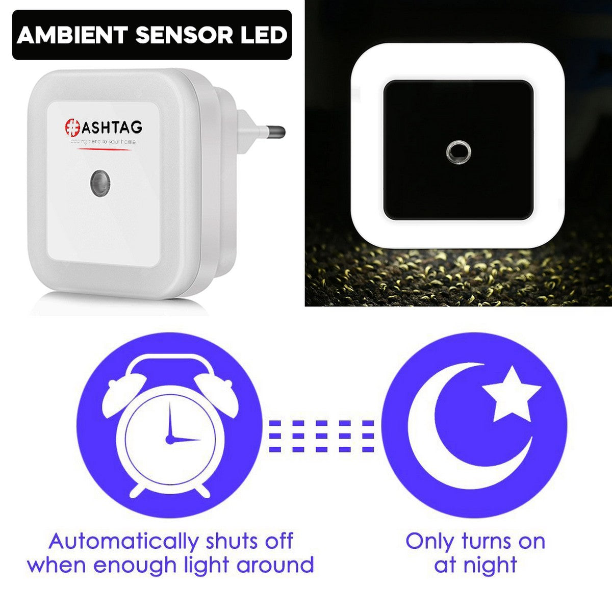 Home Mini LED Night Light Lighting-control Sensor Lighting Bedroom Toilet Lamp