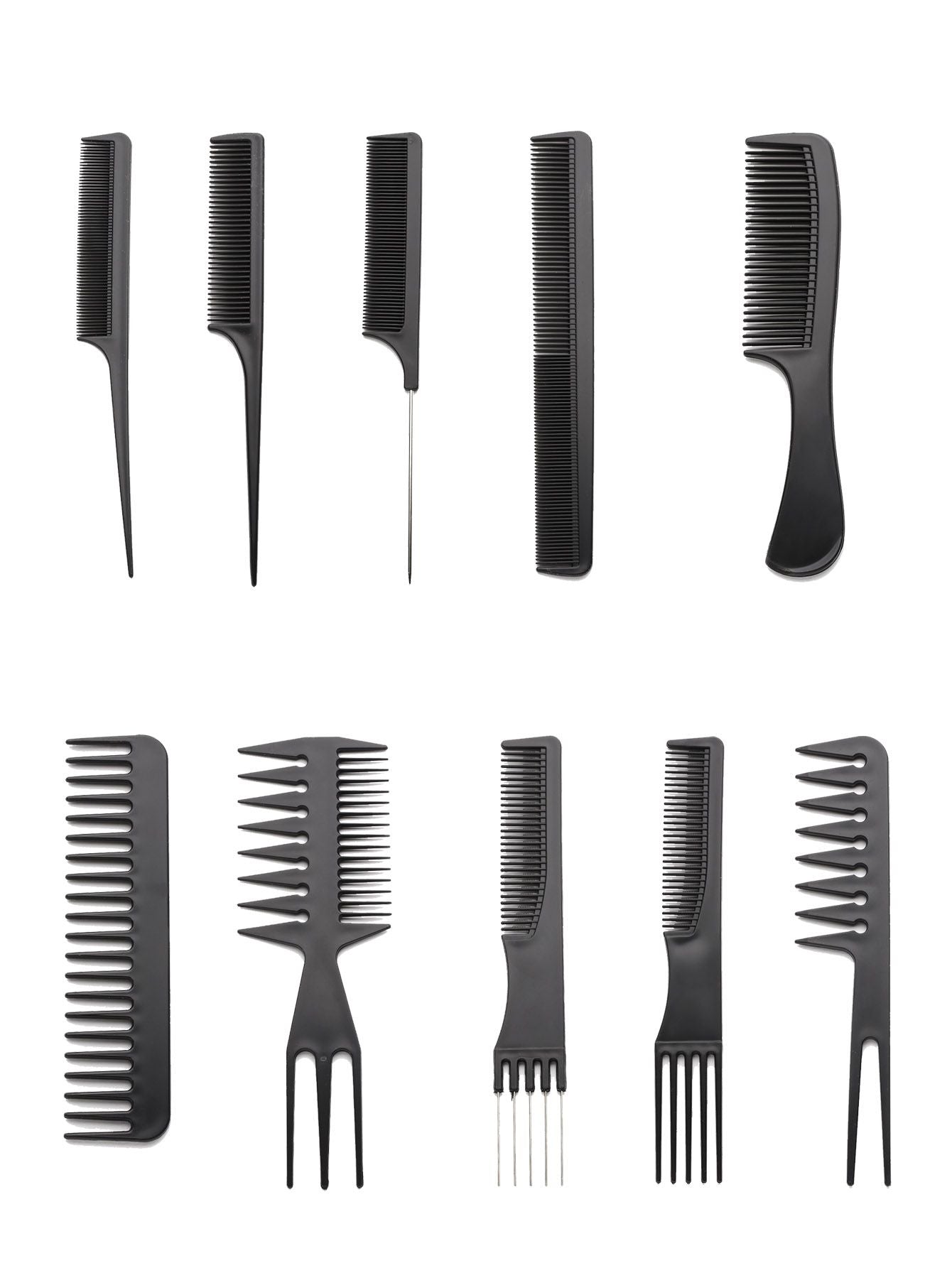 Pack of 10 Hair Styling Comb Set