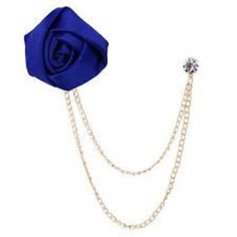 Flower Brooch Lapel Pin With Gold Color Chain