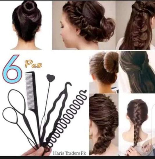 6 Pcs Hair Styling Tools Hair Accessories , Hair styling comb set, Hair care kit, hair care products AurDekhao.pk